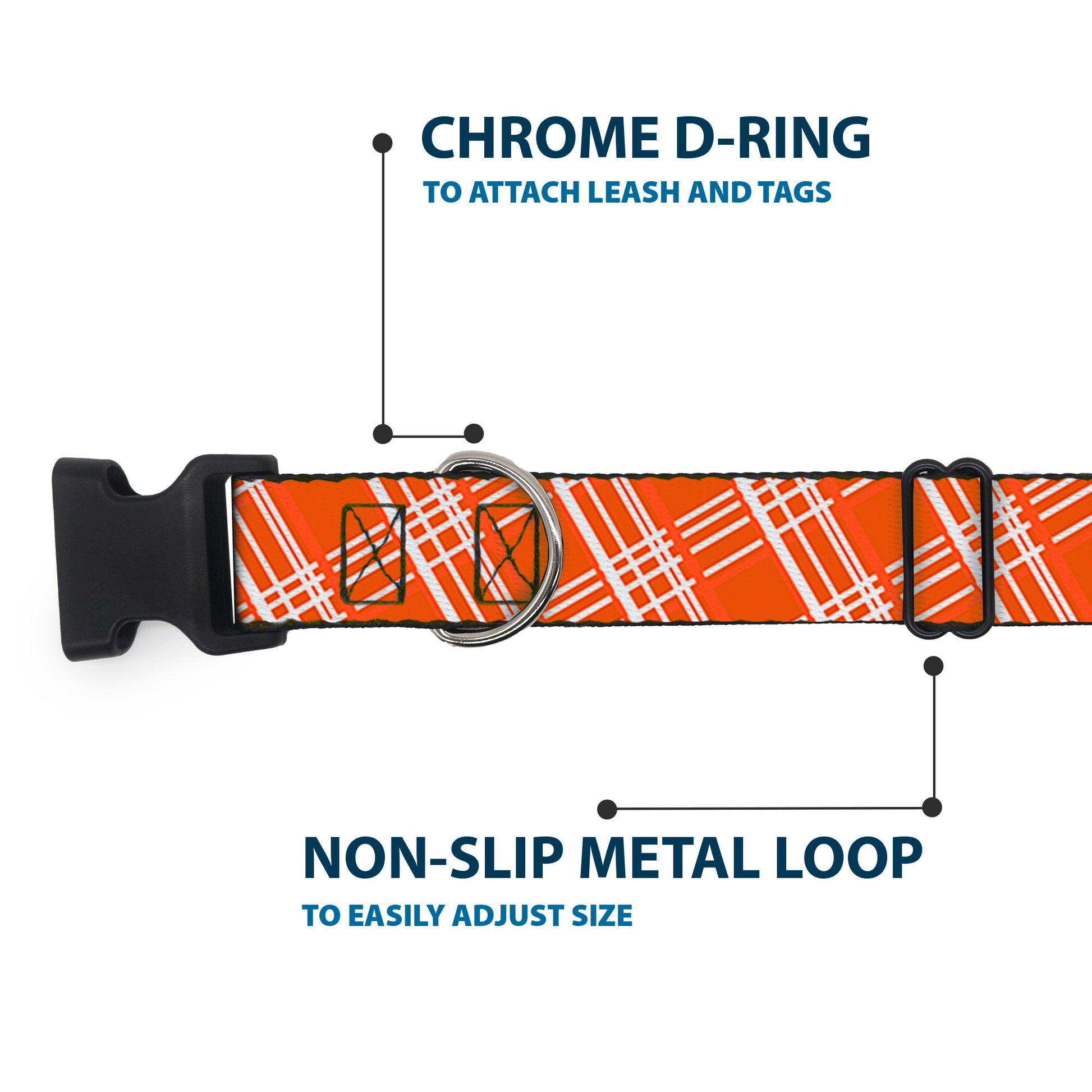 Plastic Clip Collar - Plaid X4 Oranges/White Plastic Clip Collars Buckle-Down
