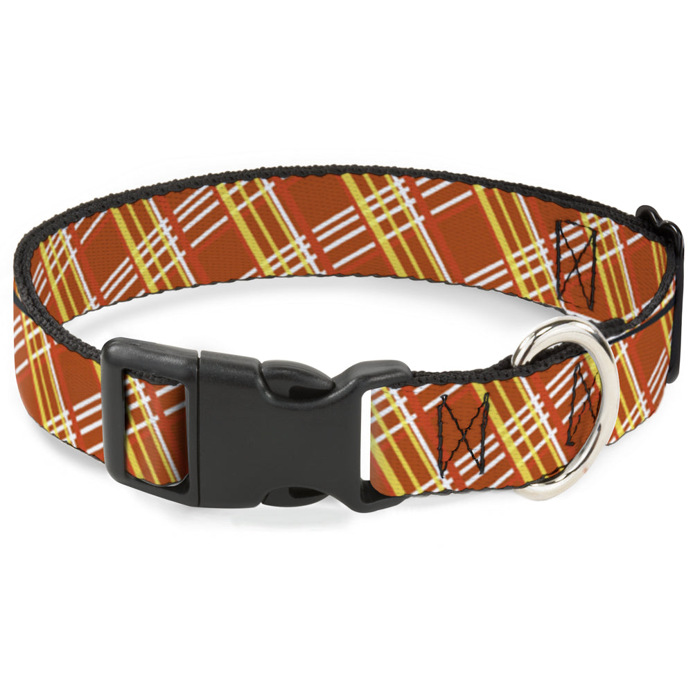 Plastic Clip Collar - Plaid X4 Oranges/White Plastic Clip Collars Buckle-Down