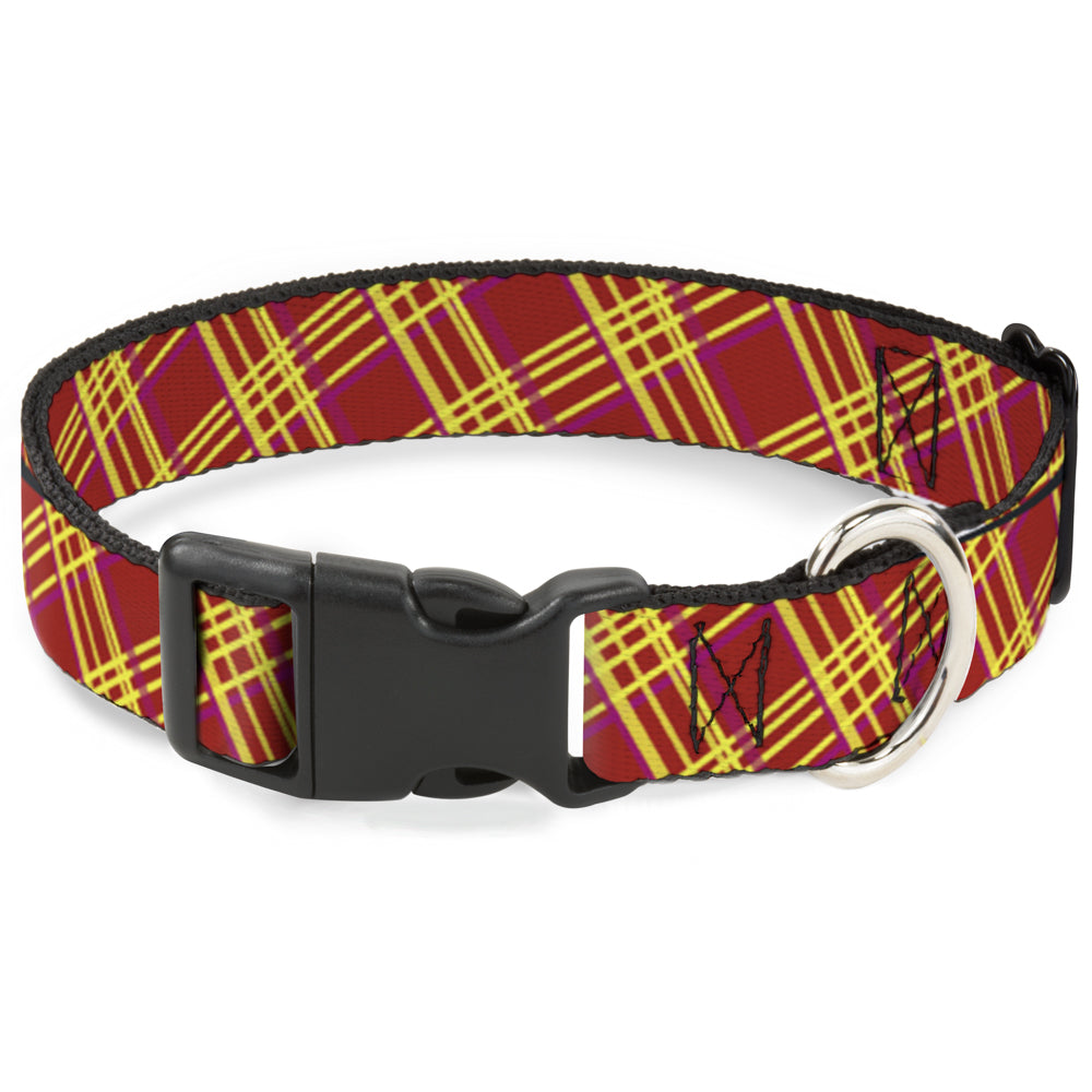 Plastic Clip Collar - Plaid X4 Fluorescent Oranges/Pinks/Yellow Plastic Clip Collars Buckle-Down