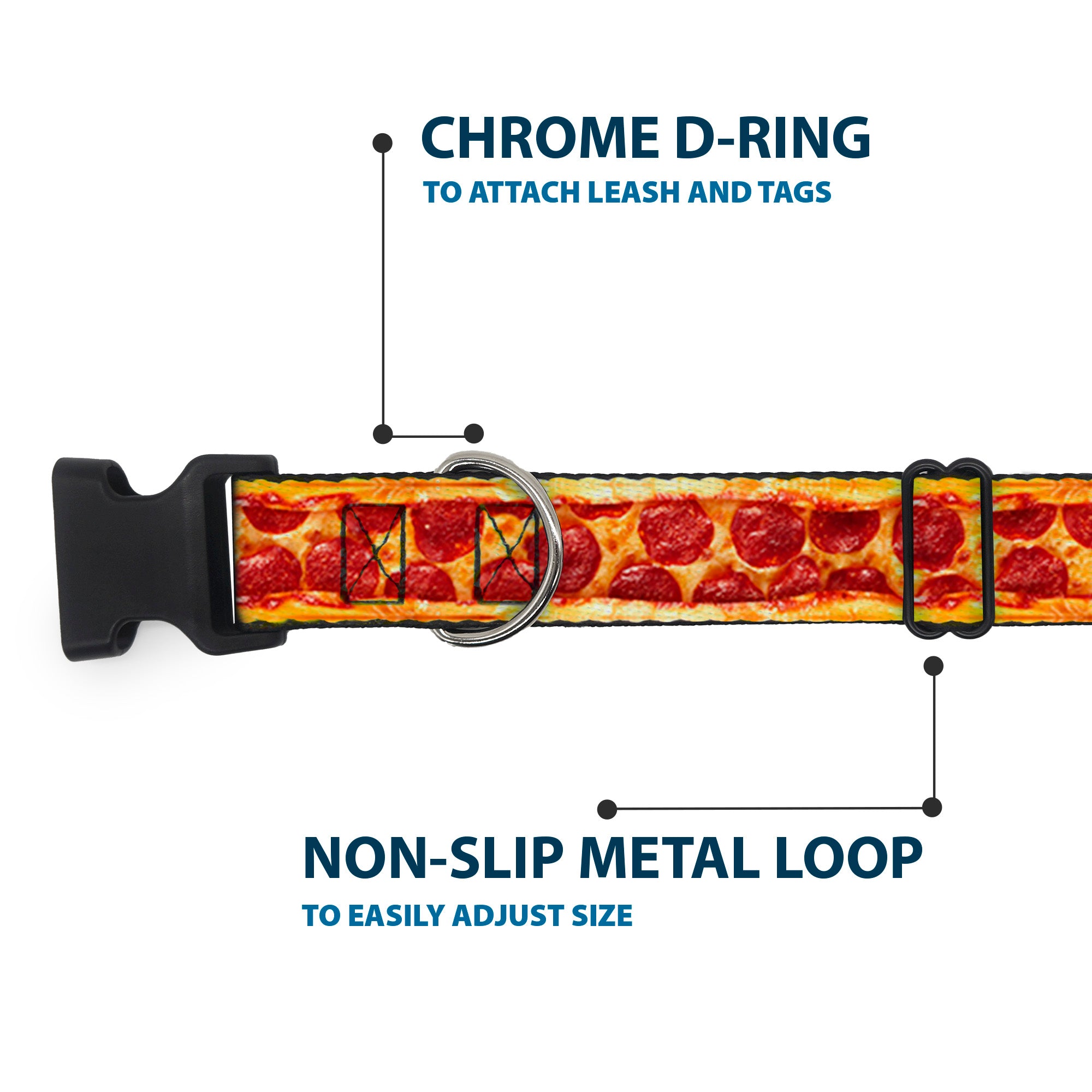 Plastic Clip Collar - Pepperoni Pizza w/Crust Vivid Plastic Clip Collars Buckle-Down