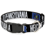 Plastic Clip Collar - Pennsylvania Flag Silhouette WELCOME TO PENNSYLVANIA Plastic Clip Collars Buckle-Down