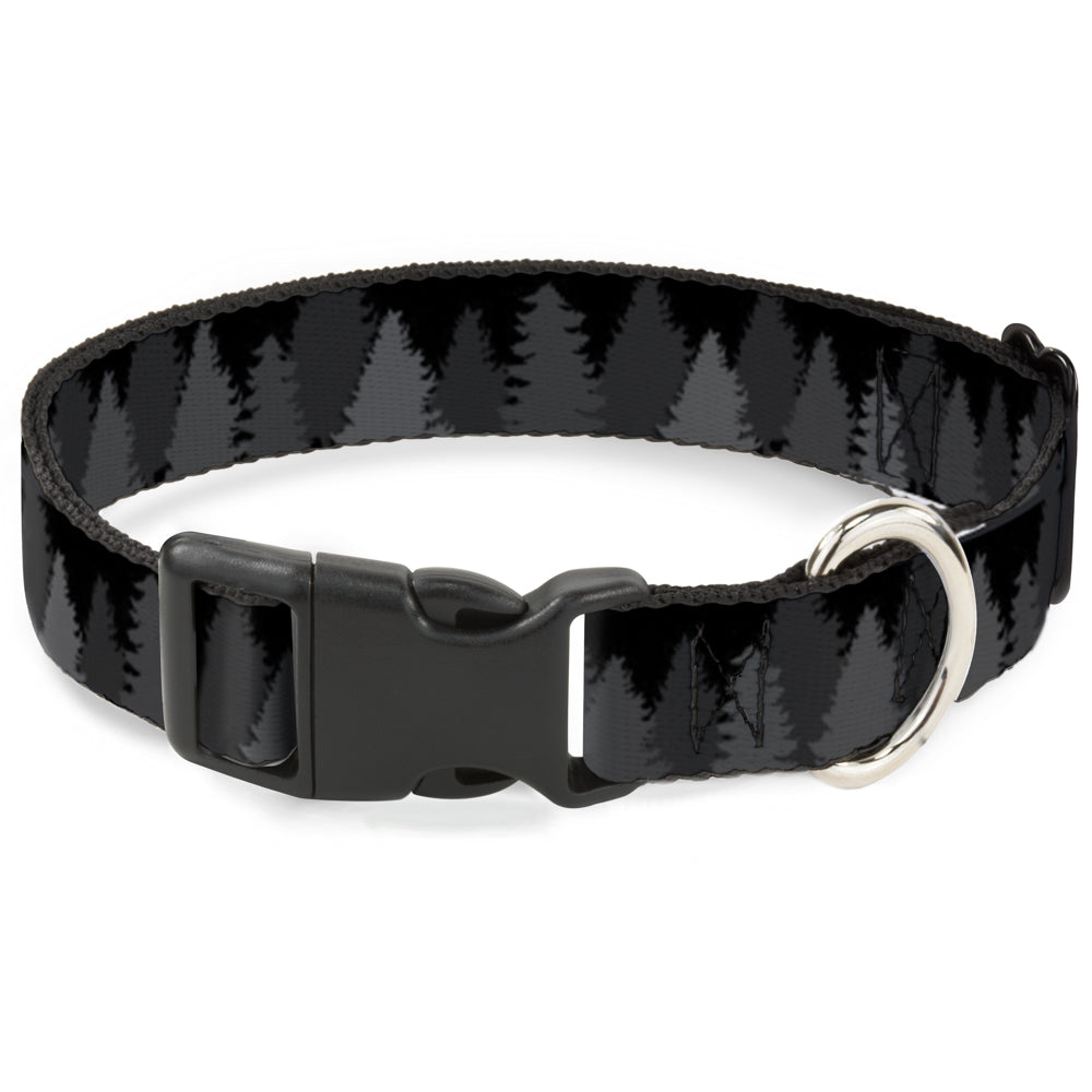 Plastic Clip Collar - Pine Tree Silhouettes Black/Grays Plastic Clip Collars Buckle-Down