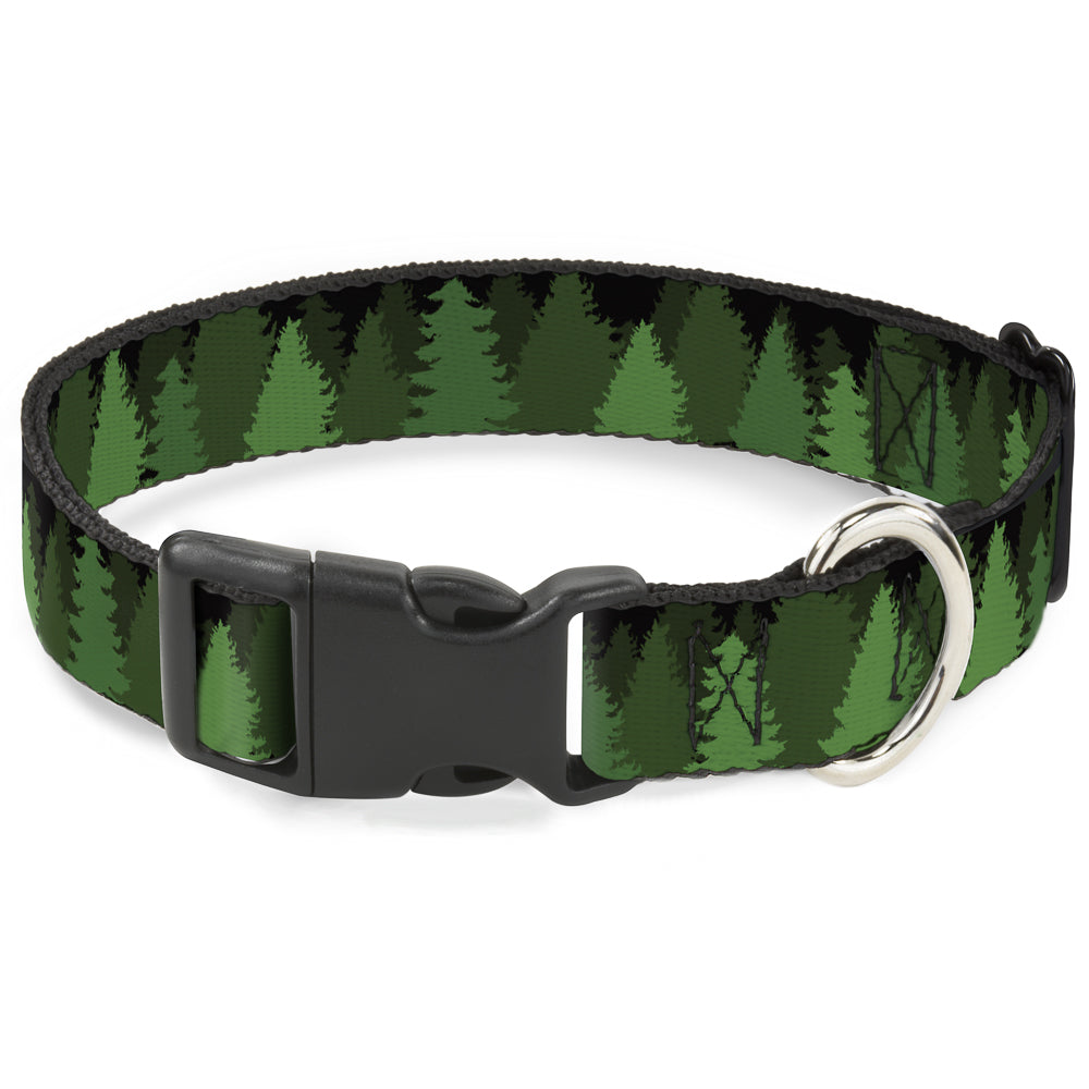 Plastic Clip Collar - Pine Tree Silhouettes Black/Greens Plastic Clip Collars Buckle-Down