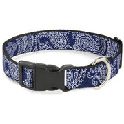 Plastic Clip Collar - Paisley Blue/White Plastic Clip Collars Buckle-Down