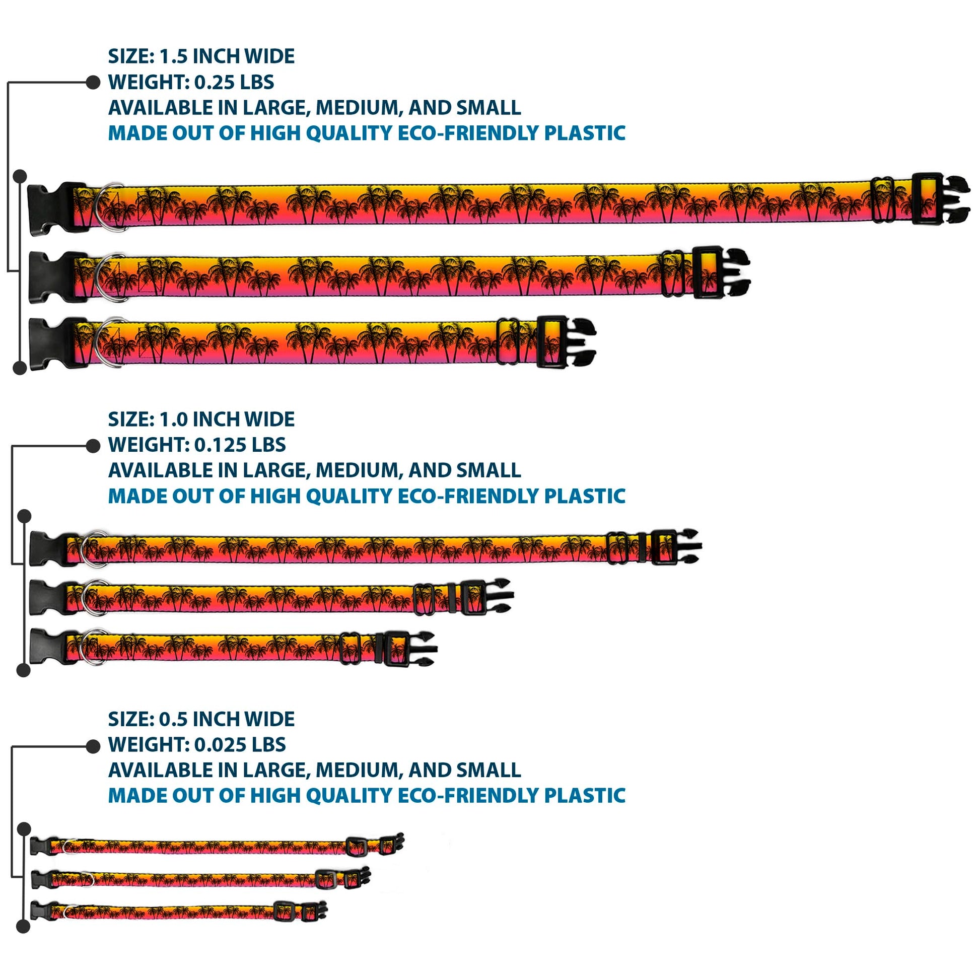 Plastic Clip Collar - Palm Trees Sunset Fade/Black Plastic Clip Collars Buckle-Down
