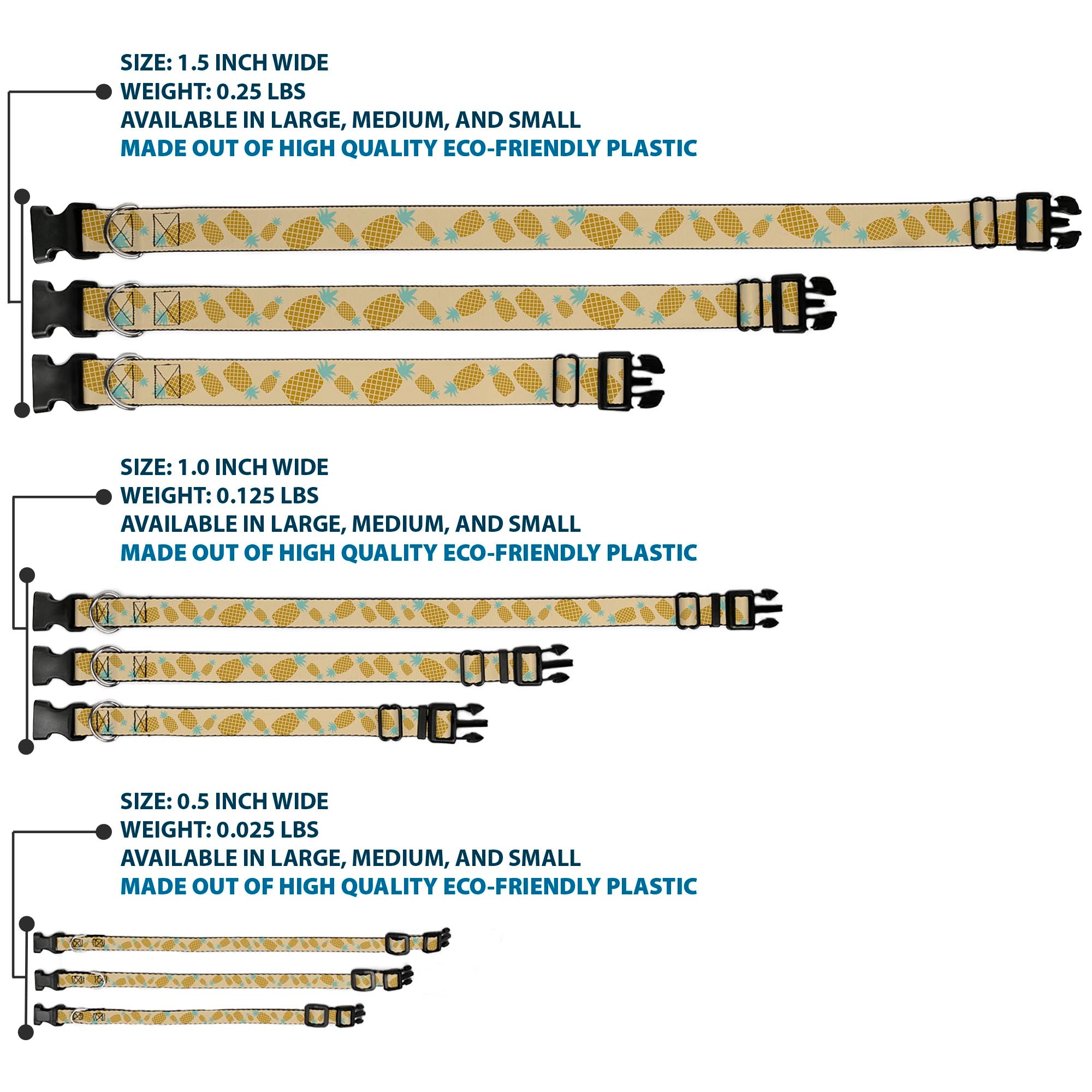 Plastic Clip Collar - Pineapples Rotating Tan Plastic Clip Collars Buckle-Down