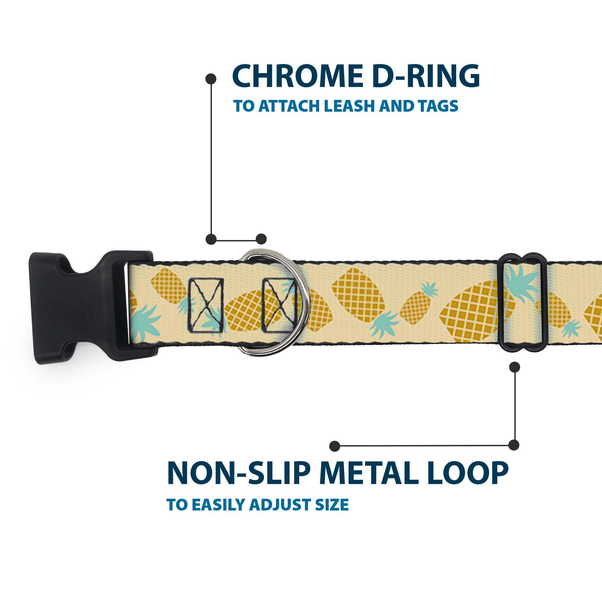 Plastic Clip Collar - Pineapples Rotating Tan Plastic Clip Collars Buckle-Down
