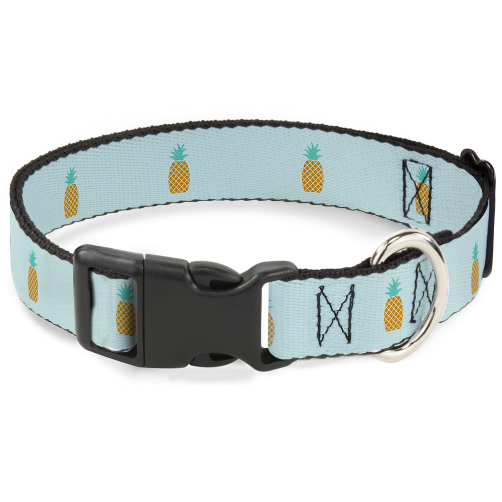 Plastic Clip Collar - Pineapple Repeat Aqua Blue Plastic Clip Collars Buckle-Down