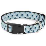 Plastic Clip Collar - Palm Trees & Waves Monogram Blues/White Plastic Clip Collars Buckle-Down