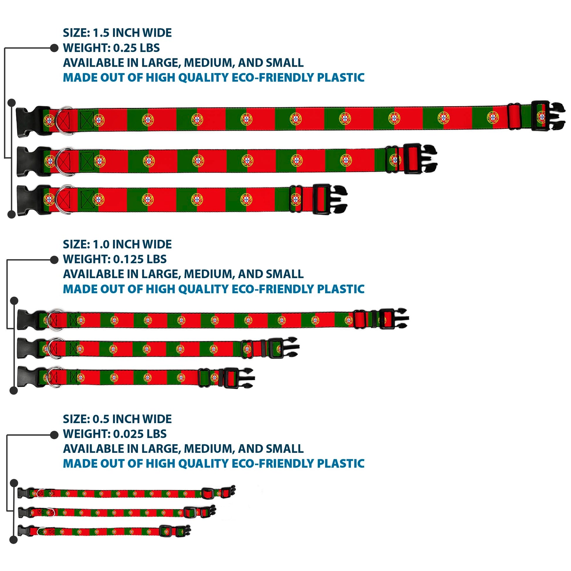 Plastic Clip Collar - Portugal Flag Green/Red Plastic Clip Collars Buckle-Down