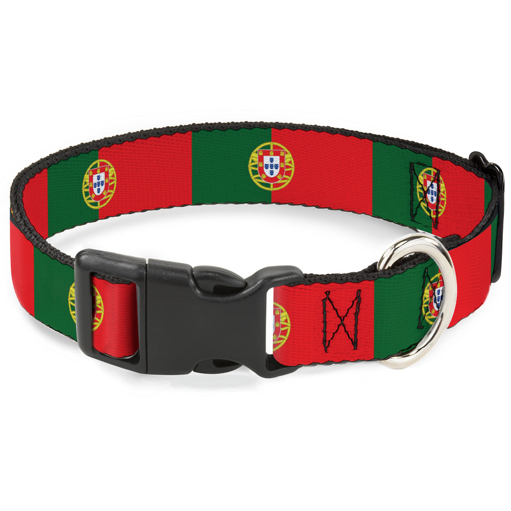 Plastic Clip Collar - Portugal Flag Green/Red Plastic Clip Collars Buckle-Down