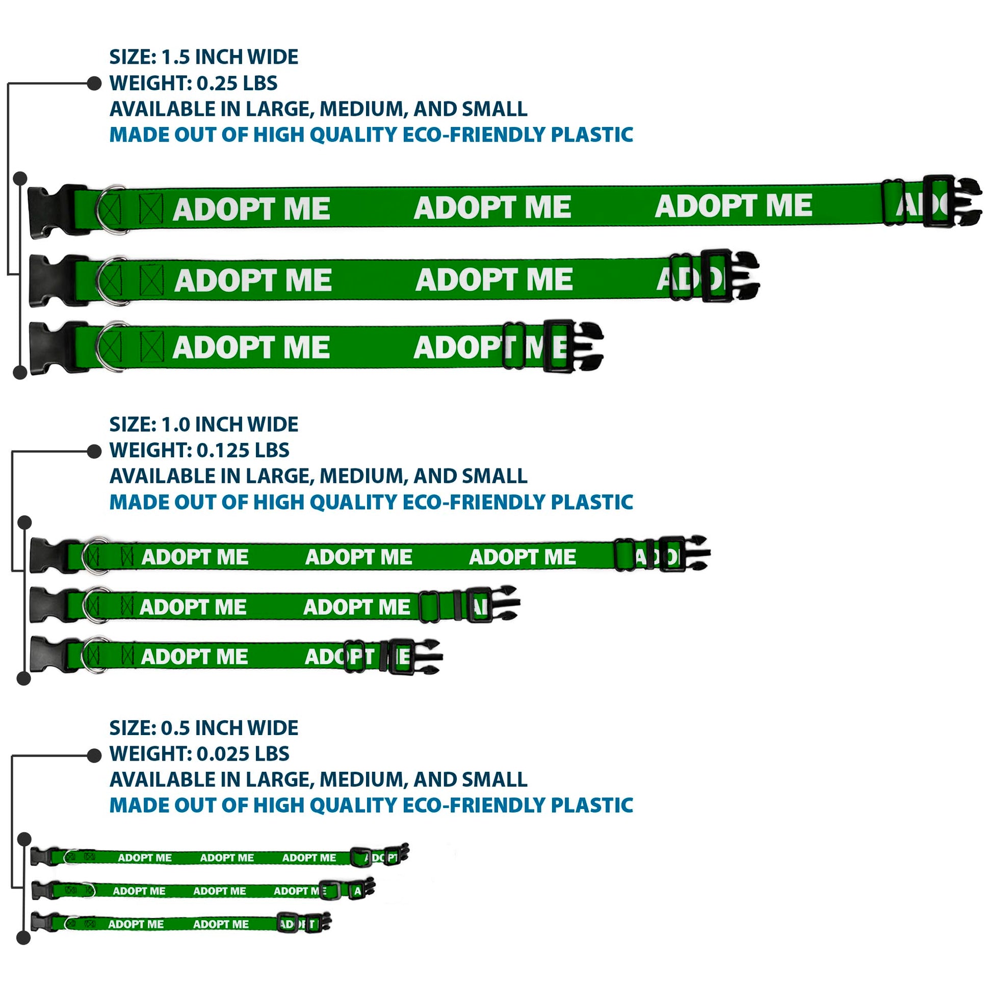 Plastic Clip Collar - Pet Quote ADOPT ME Green/White Plastic Clip Collars Buckle-Down