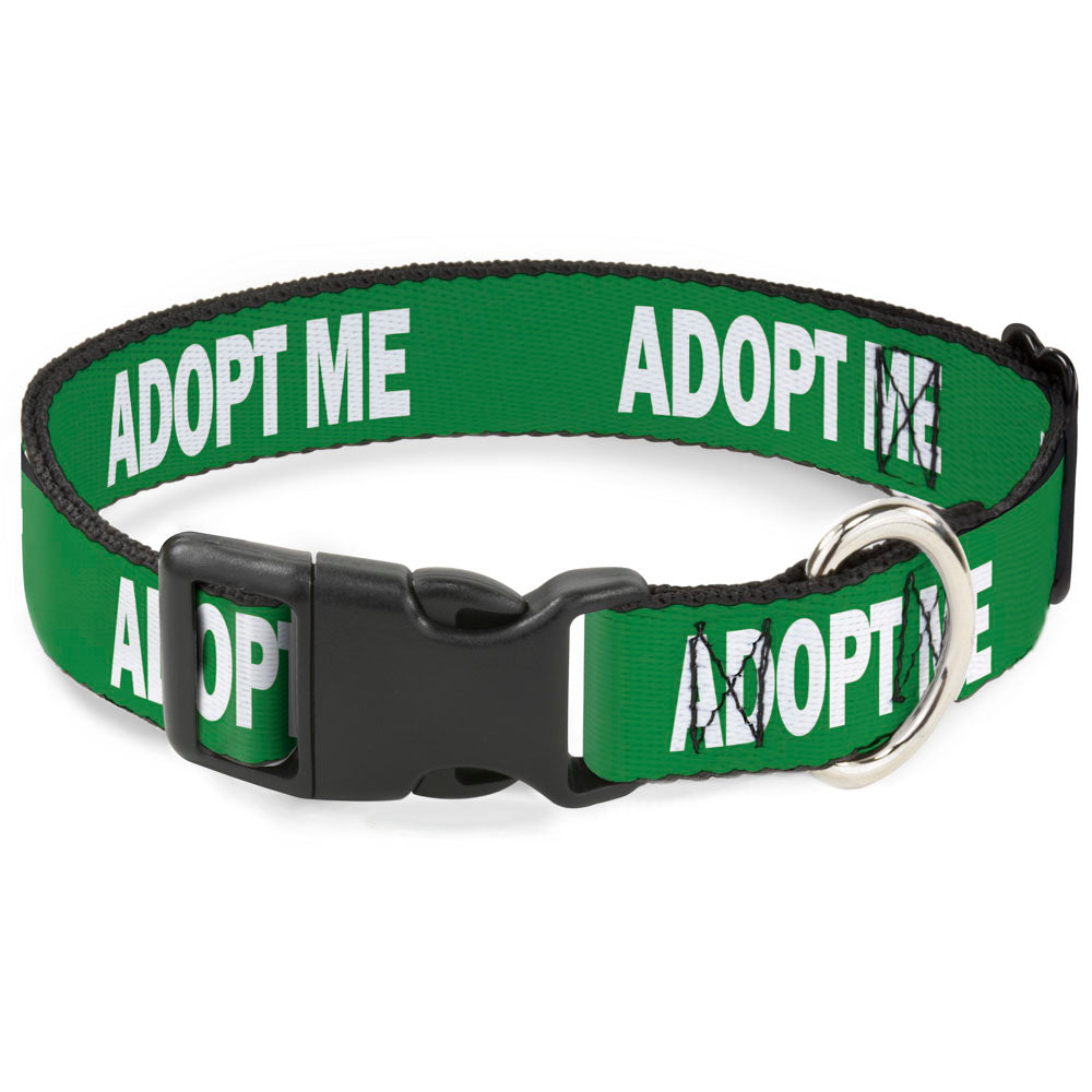 Plastic Clip Collar - Pet Quote ADOPT ME Green/White Plastic Clip Collars Buckle-Down
