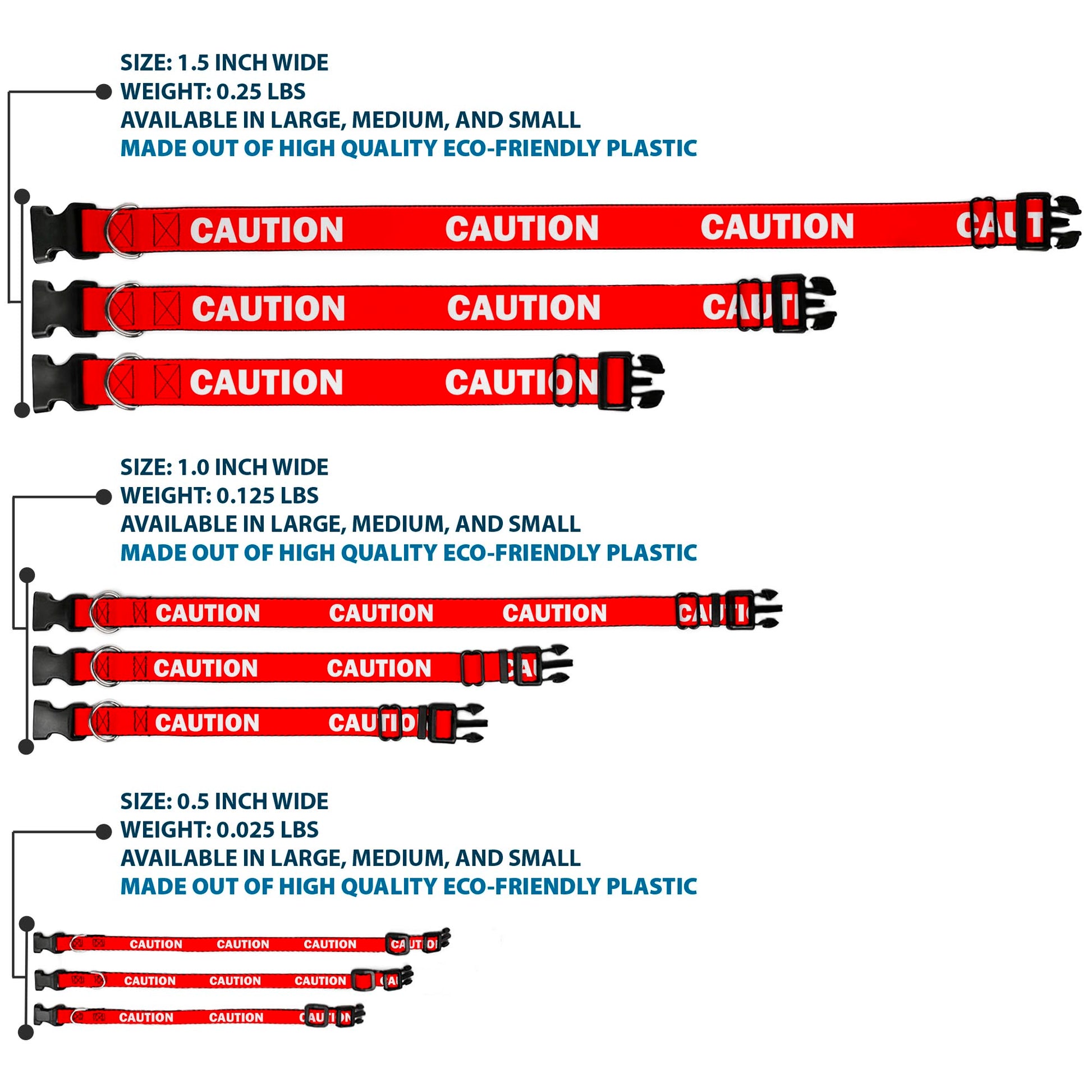 Plastic Clip Collar - Pet Quote CAUTION Red/White Plastic Clip Collars Buckle-Down