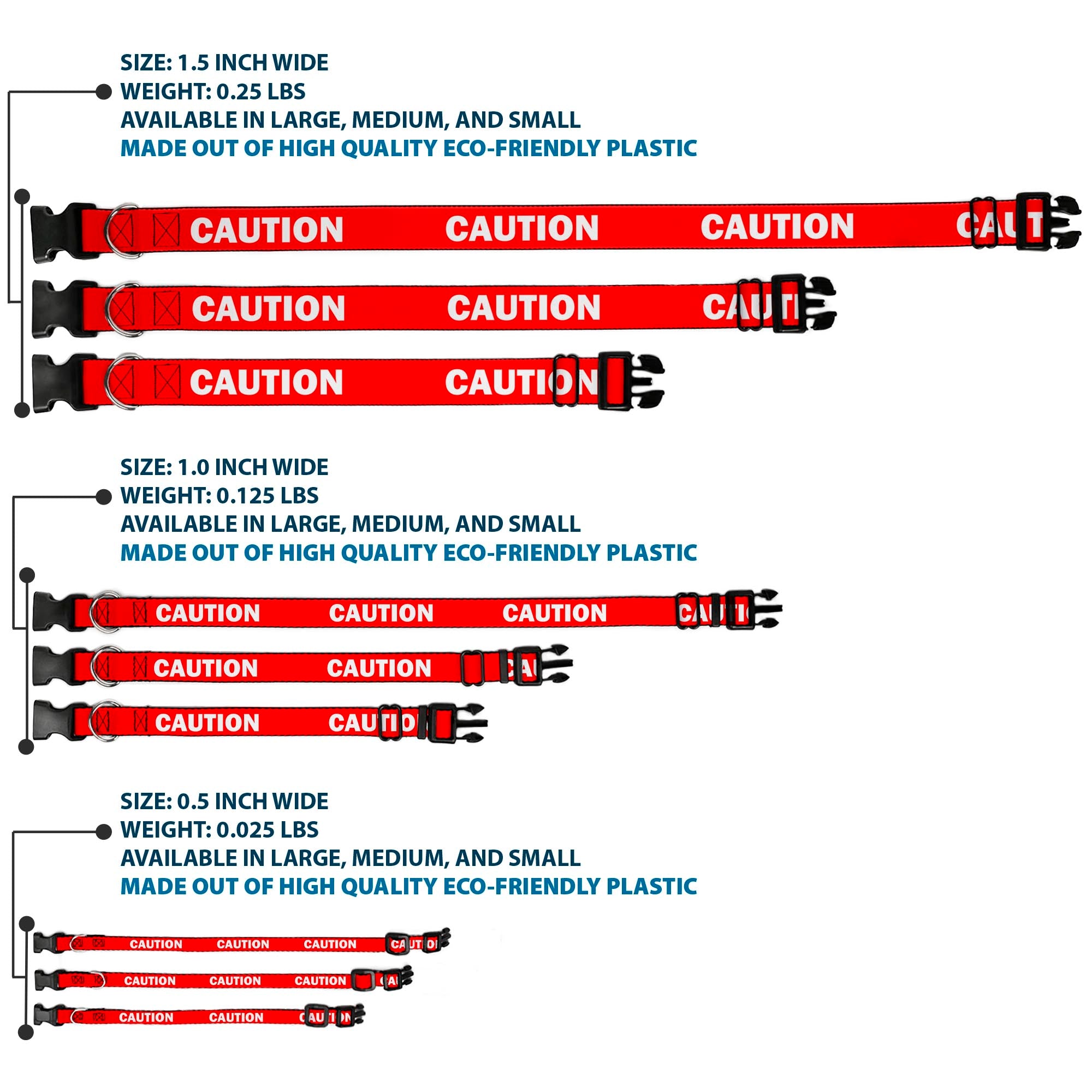 Plastic Clip Collar - Pet Quote CAUTION Red/White Plastic Clip Collars Buckle-Down