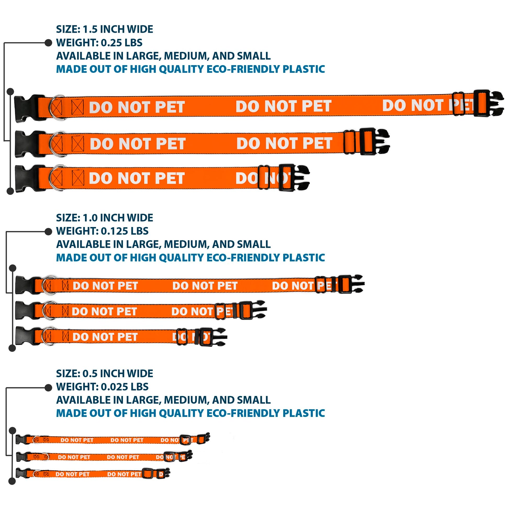 Plastic Clip Collar - Pet Quote DO NOT PET Orange/White Plastic Clip Collars Buckle-Down