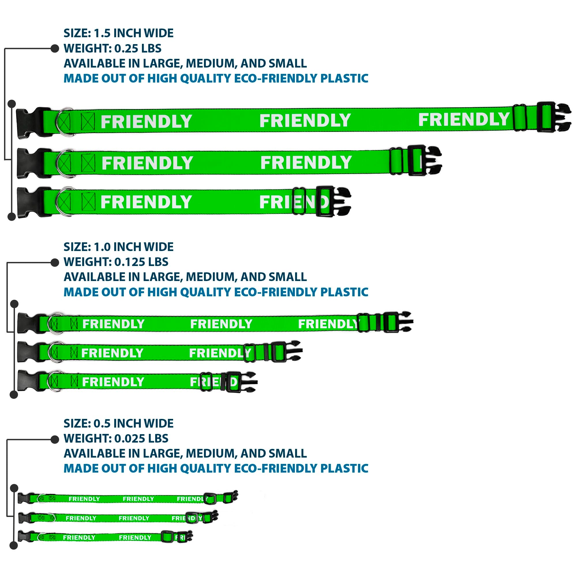 Plastic Clip Collar - Pet Quote FRIENDLY Green/White Plastic Clip Collars Buckle-Down