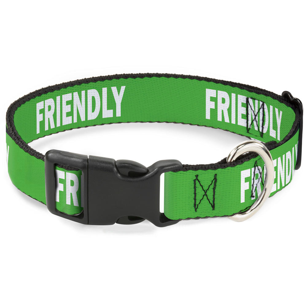 Plastic Clip Collar - Pet Quote FRIENDLY Green/White Plastic Clip Collars Buckle-Down