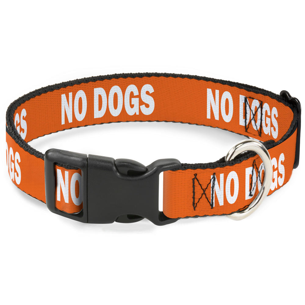 Plastic Clip Collar - Pet Quote NO DOGS Orange/White Plastic Clip Collars Buckle-Down