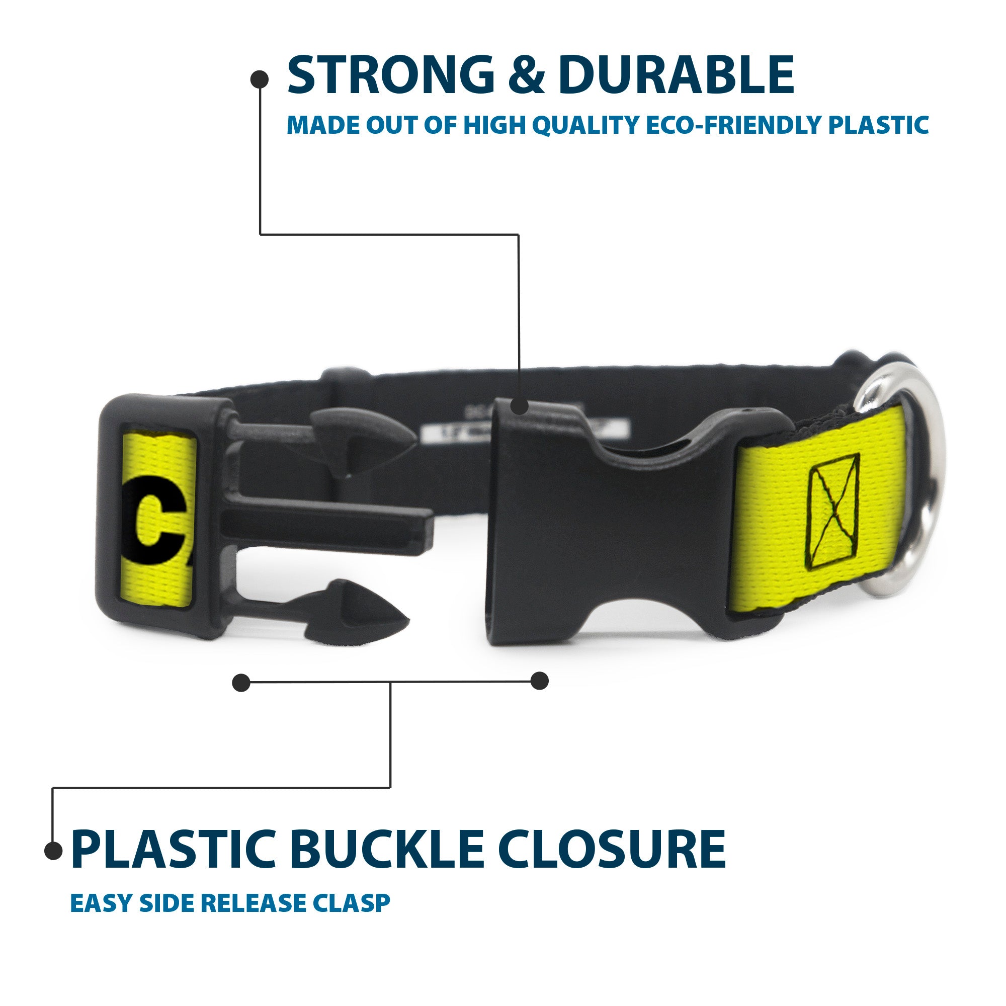 Plastic Clip Collar - Pet Quote CAUTION I BITE/Dog Growl Yellow/Black Plastic Clip Collars Buckle-Down