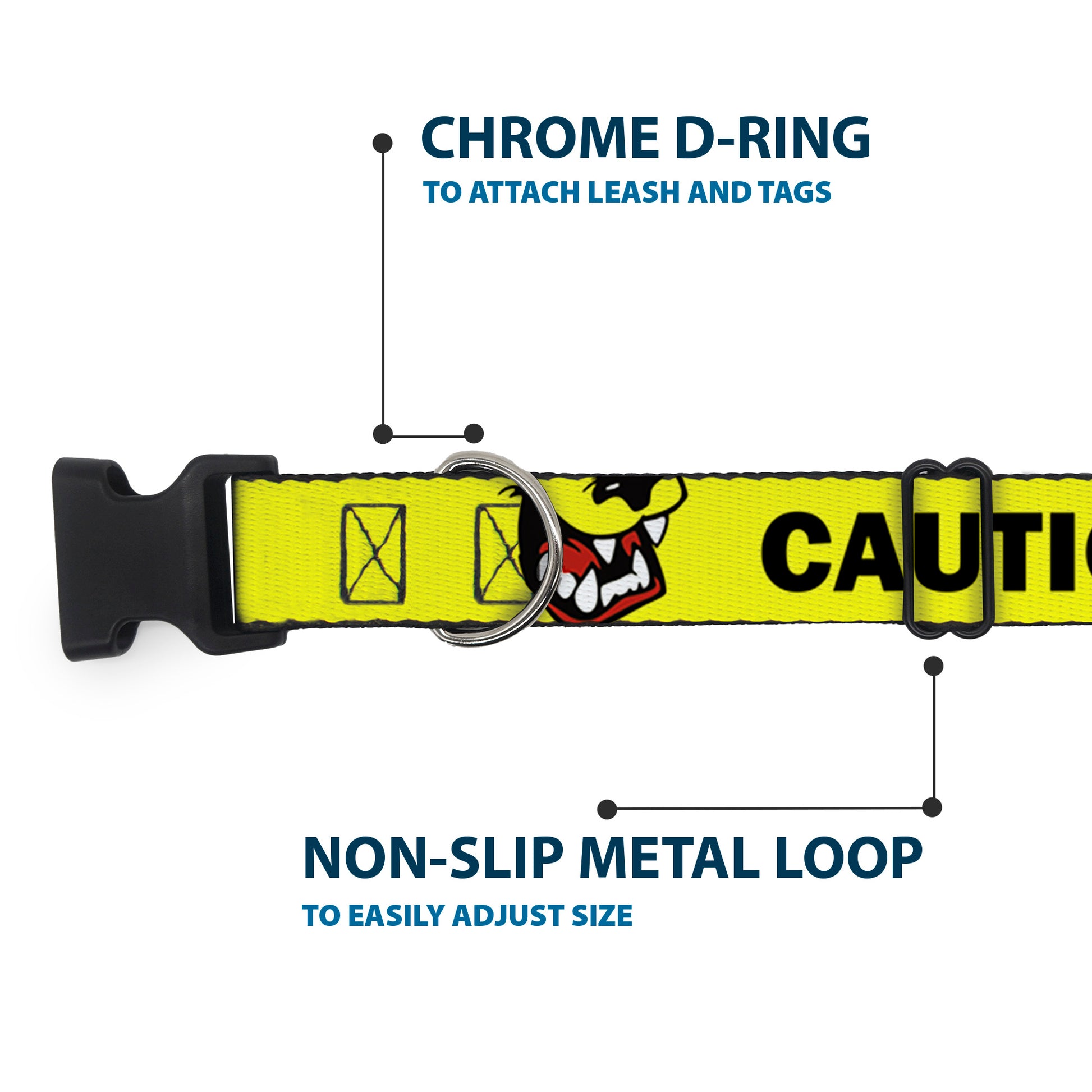 Plastic Clip Collar - Pet Quote CAUTION I BITE/Dog Growl Yellow/Black Plastic Clip Collars Buckle-Down