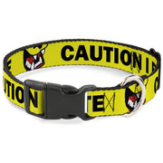 Plastic Clip Collar - Pet Quote CAUTION I BITE/Dog Growl Yellow/Black Plastic Clip Collars Buckle-Down
