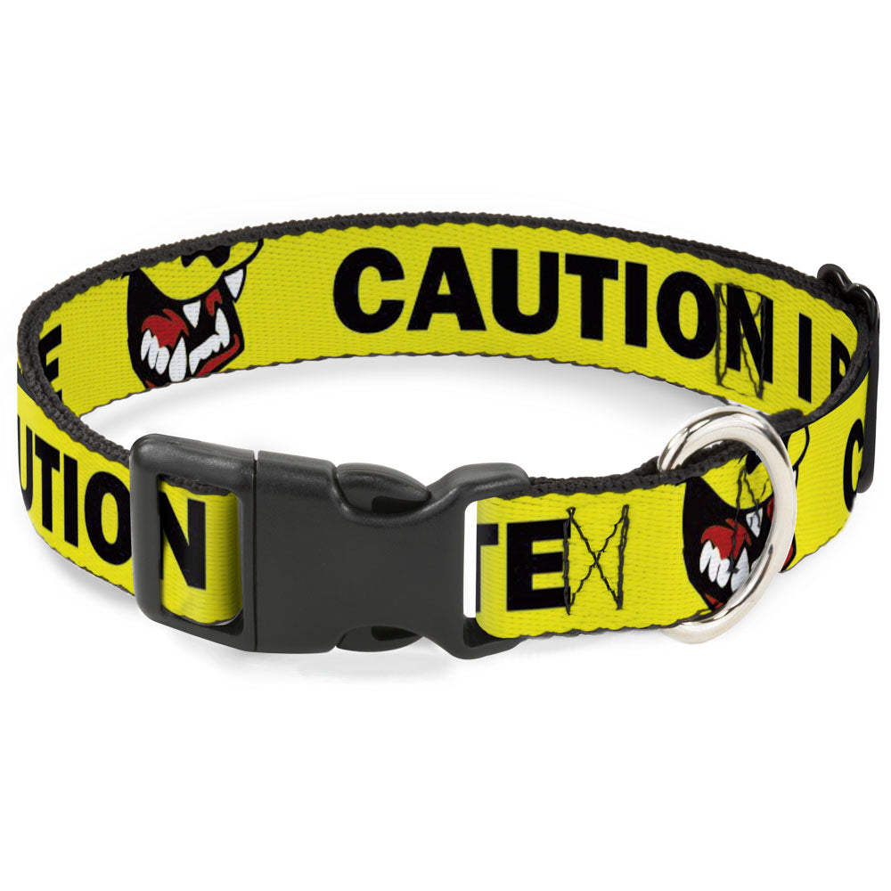 Plastic Clip Collar - Pet Quote CAUTION I BITE/Dog Growl Yellow/Black Plastic Clip Collars Buckle-Down