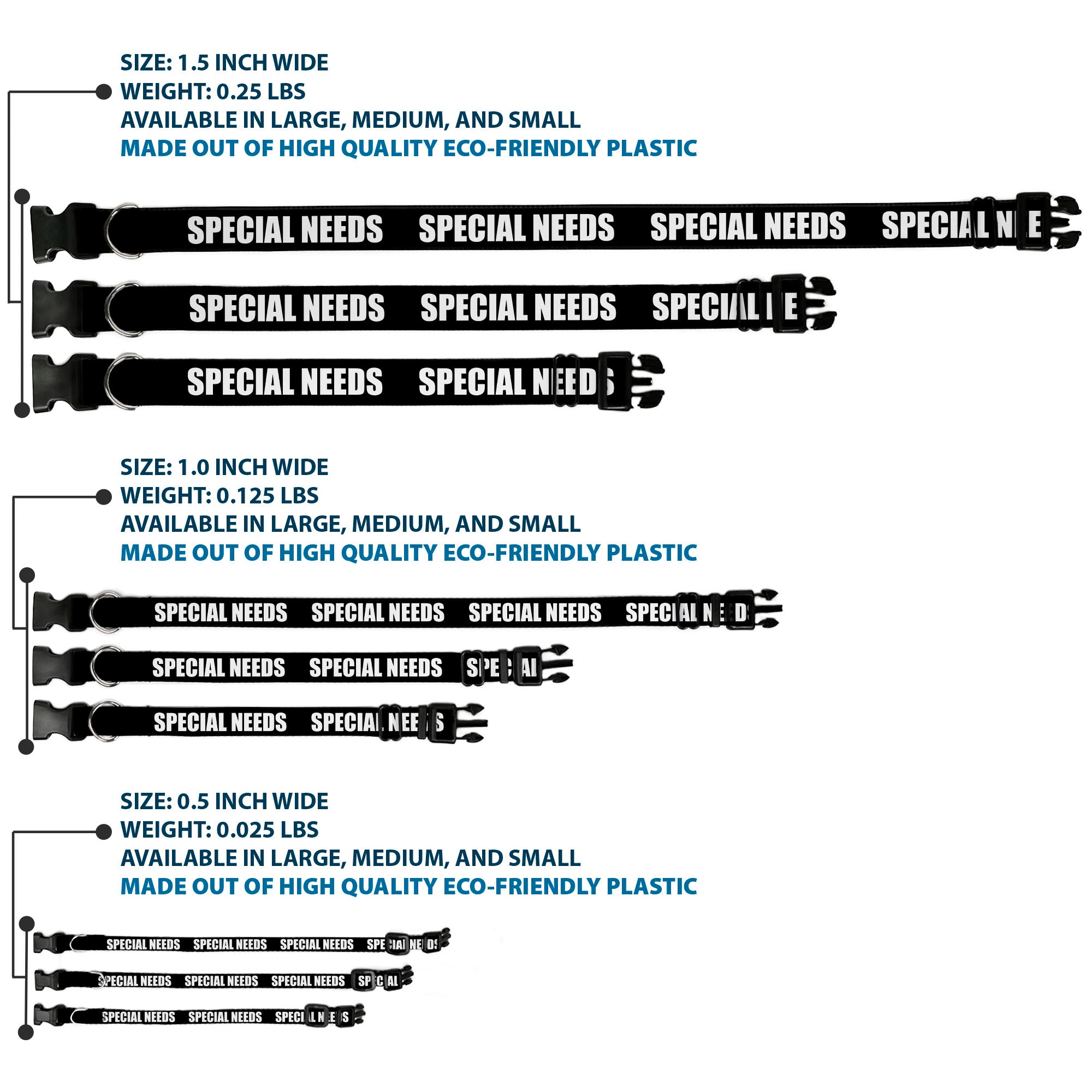 Plastic Clip Collar - Pet Quote SPECIAL NEEDS Black/White