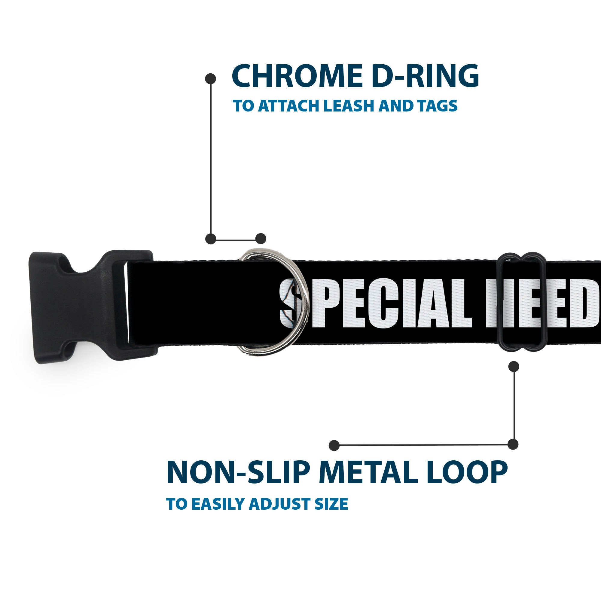 Plastic Clip Collar - Pet Quote SPECIAL NEEDS Black/White