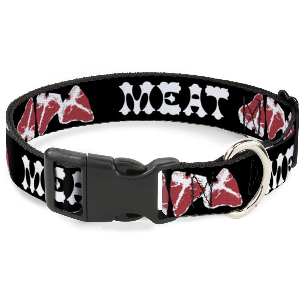Plastic Clip Collar - Steaks w/MEAT Text Plastic Clip Collars Buckle-Down