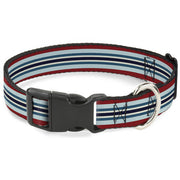 Plastic Clip Collar - Stripes Red/Blues/White Plastic Clip Collars Buckle-Down