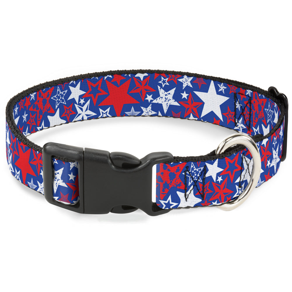 Plastic Clip Collar - Stargazer Blue/White/Red Plastic Clip Collars Buckle-Down