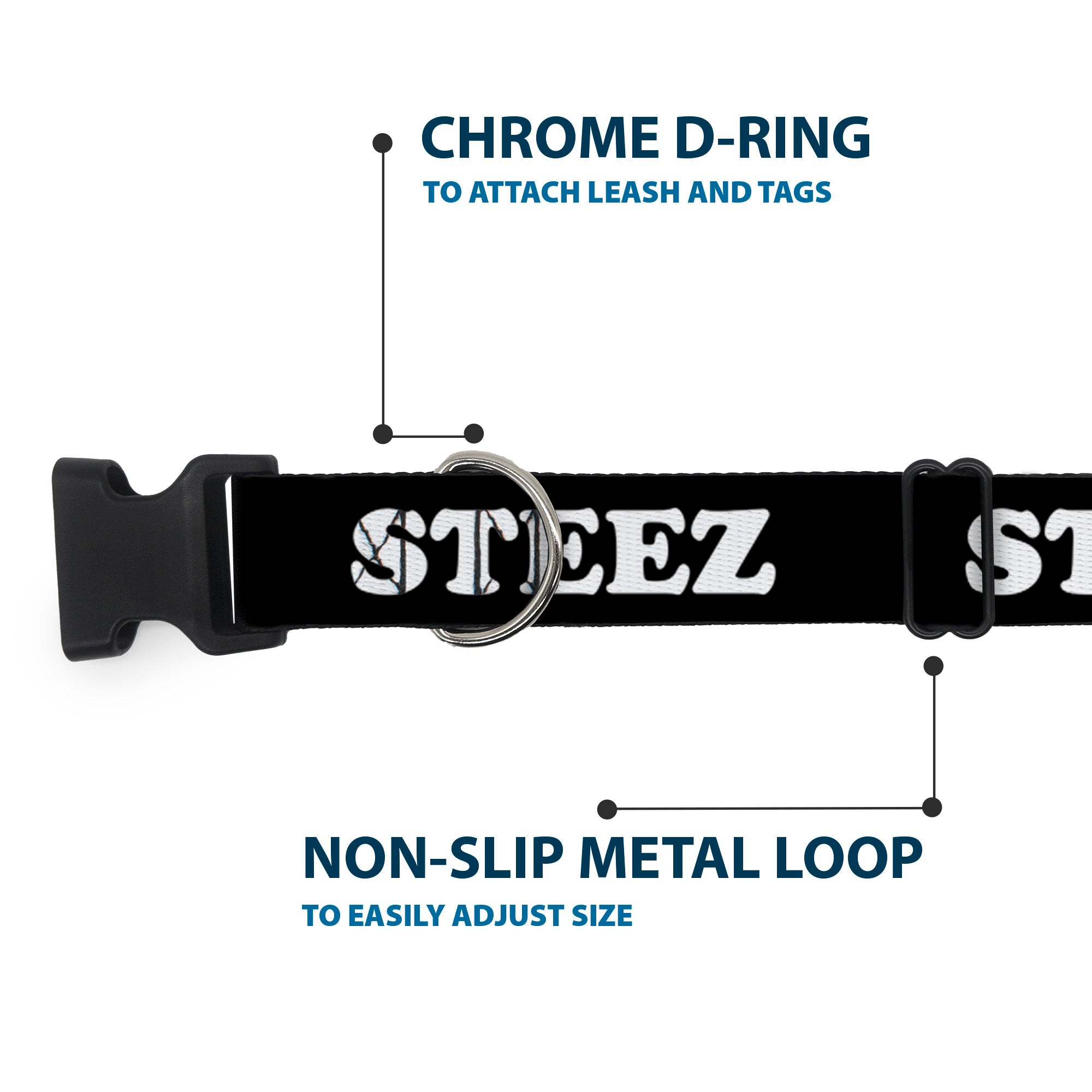 Plastic Clip Collar - STEEZ Black/White Plastic Clip Collars Buckle-Down