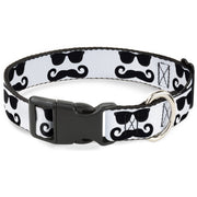 Plastic Clip Collar - Sunglasses & Mustache White/Black Plastic Clip Collars Buckle-Down