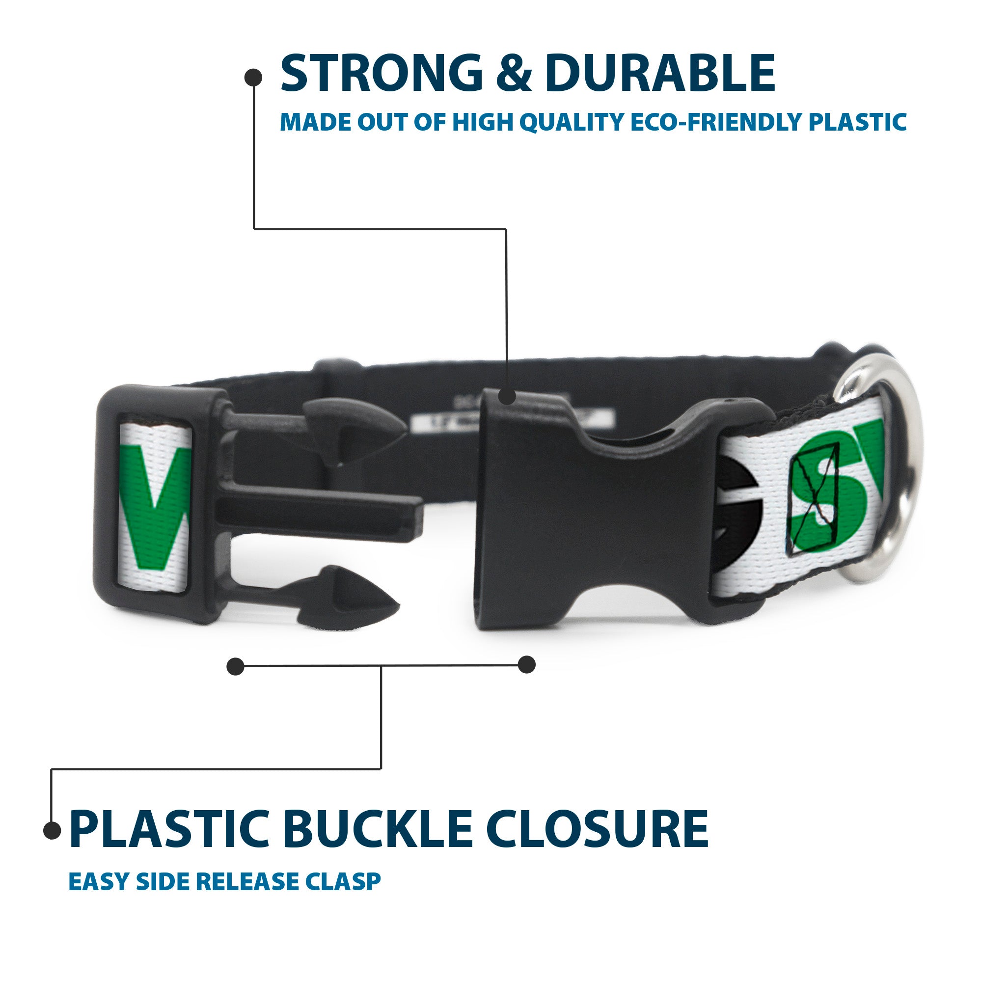 Plastic Clip Collar - SWAGG White/Black/Green Plastic Clip Collars Buckle-Down