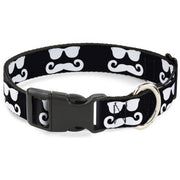 Plastic Clip Collar - Sunglasses & Mustache Black/White Plastic Clip Collars Buckle-Down