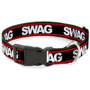 Plastic Clip Collar - SWAGG Black/White/Red Stripe Plastic Clip Collars Buckle-Down