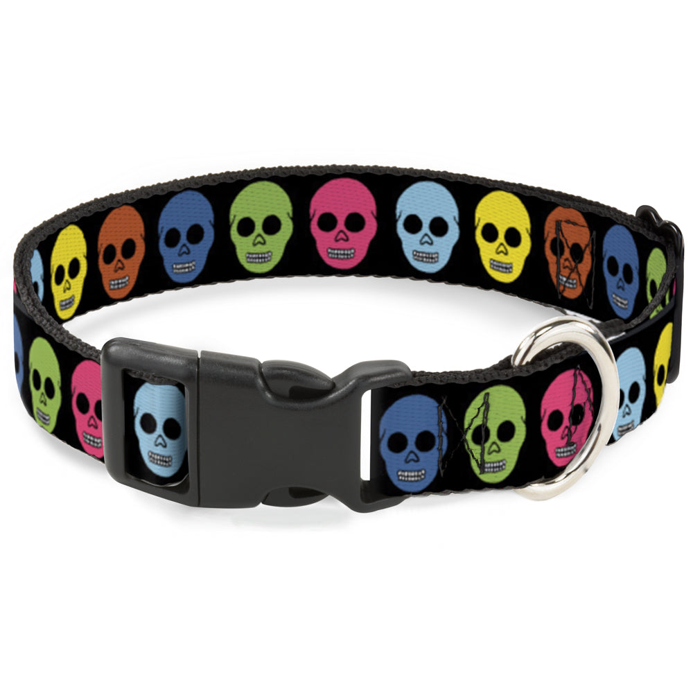 Plastic Clip Collar - Skulls Black/Multi Color Plastic Clip Collars Buckle-Down