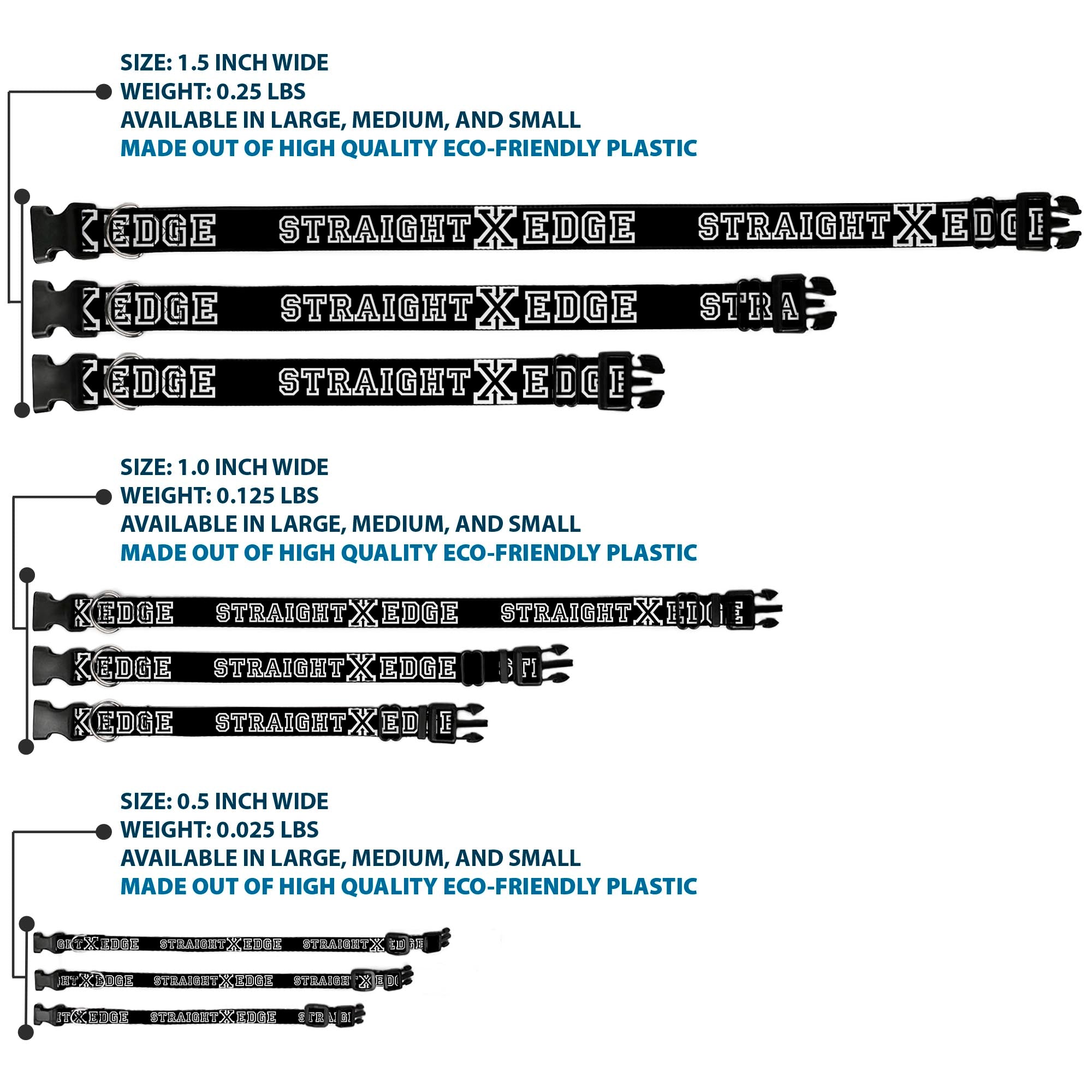 Plastic Clip Collar - STRAIGHT EDGE Black/White Plastic Clip Collars Buckle-Down
