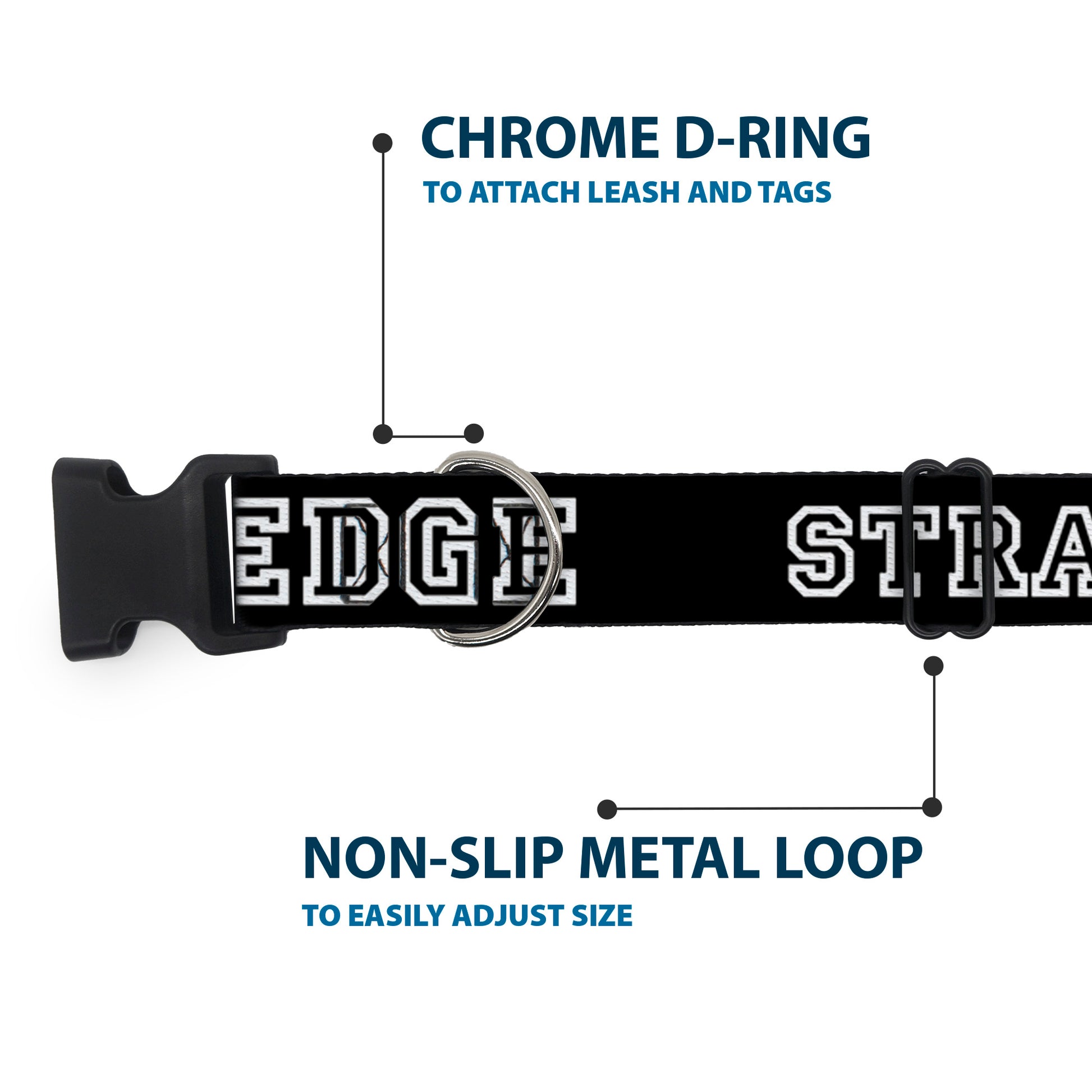 Plastic Clip Collar - STRAIGHT EDGE Black/White Plastic Clip Collars Buckle-Down