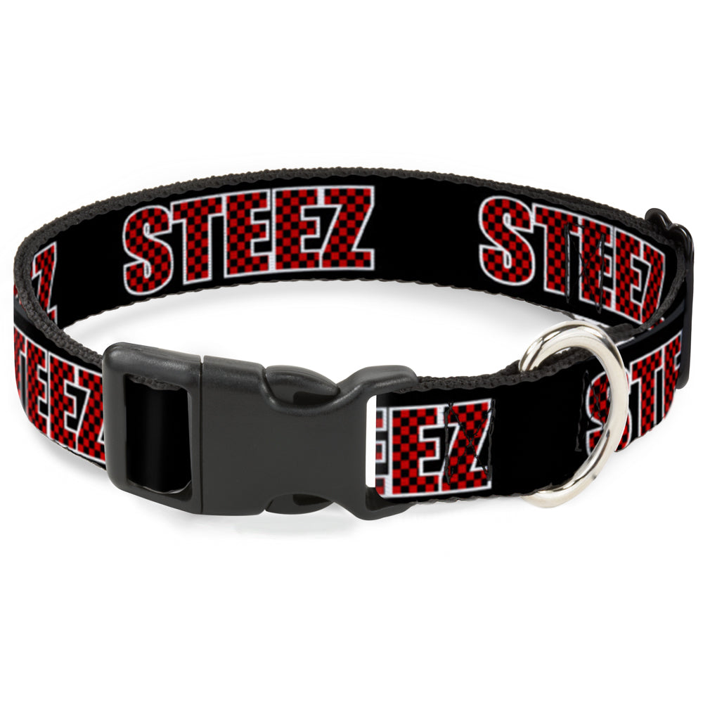 Plastic Clip Collar - STEEZ Black/Checker Black/Red Plastic Clip Collars Buckle-Down