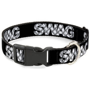 Plastic Clip Collar - SWAG Black/Plaid X White/Gray Plastic Clip Collars Buckle-Down