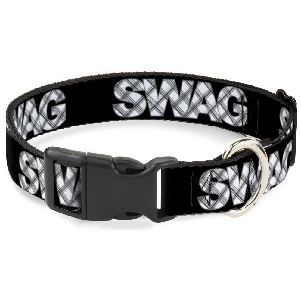 Plastic Clip Collar - SWAG Black/Plaid X White/Gray Plastic Clip Collars Buckle-Down