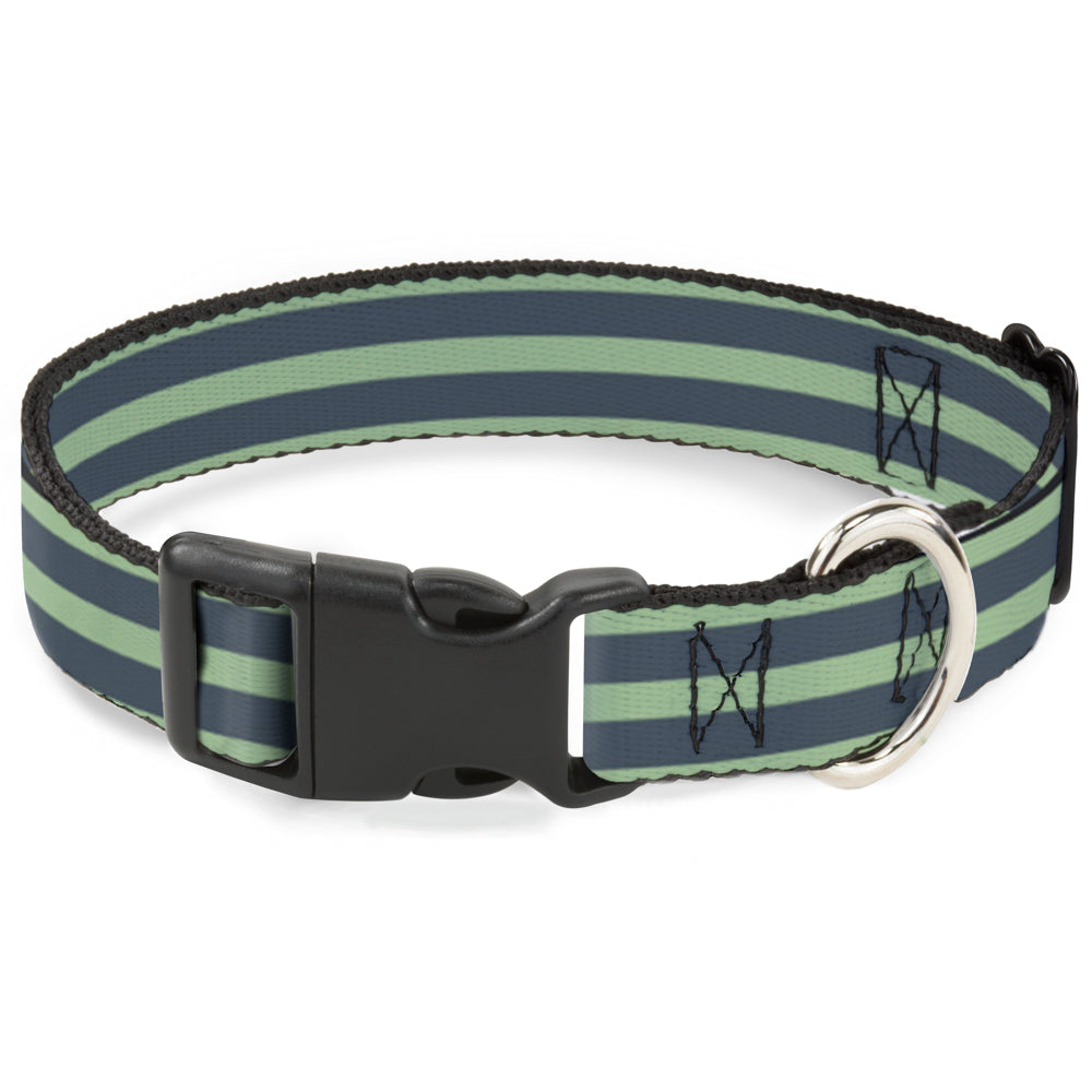 Plastic Clip Collar - Stripes Pastel Green/Olive Plastic Clip Collars Buckle-Down