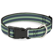 Plastic Clip Collar - Stripes Pastel Green/Olive Plastic Clip Collars Buckle-Down