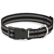 Plastic Clip Collar - Stripes 3Black/2Gray Plastic Clip Collars Buckle-Down