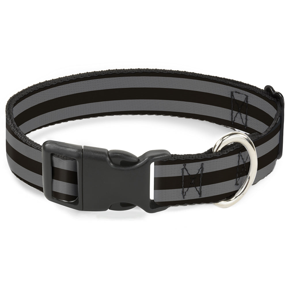 Plastic Clip Collar - Stripes 3Black/2Gray Plastic Clip Collars Buckle-Down