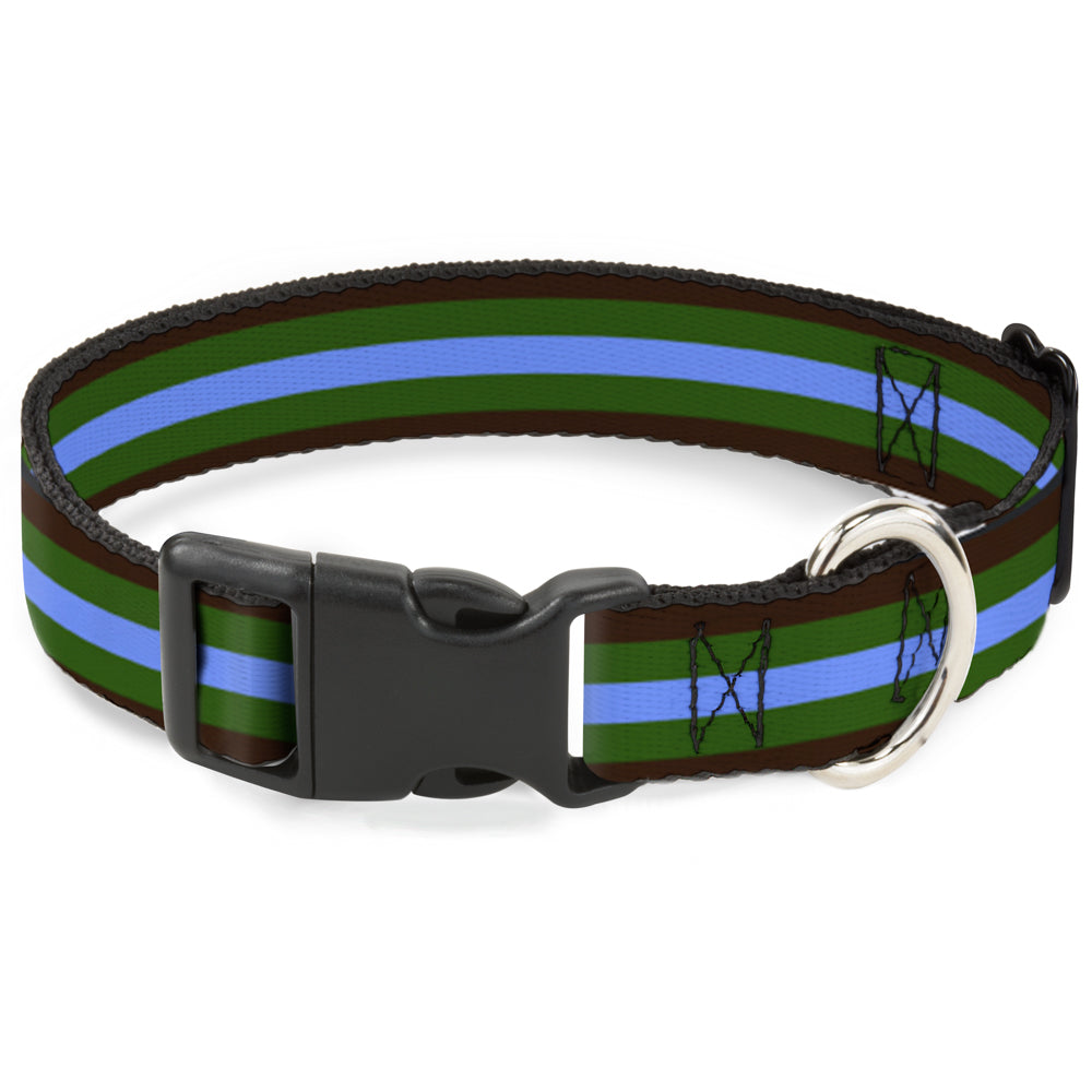 Plastic Clip Collar - Stripes Brown/Green/Baby Blue Plastic Clip Collars Buckle-Down