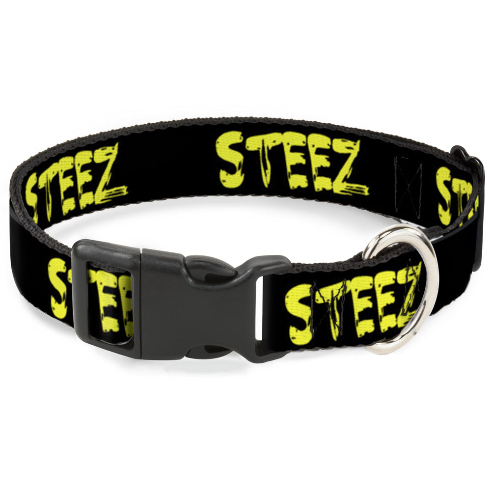 Plastic Clip Collar - STEEZ Brushed Black/Yellow Plastic Clip Collars Buckle-Down