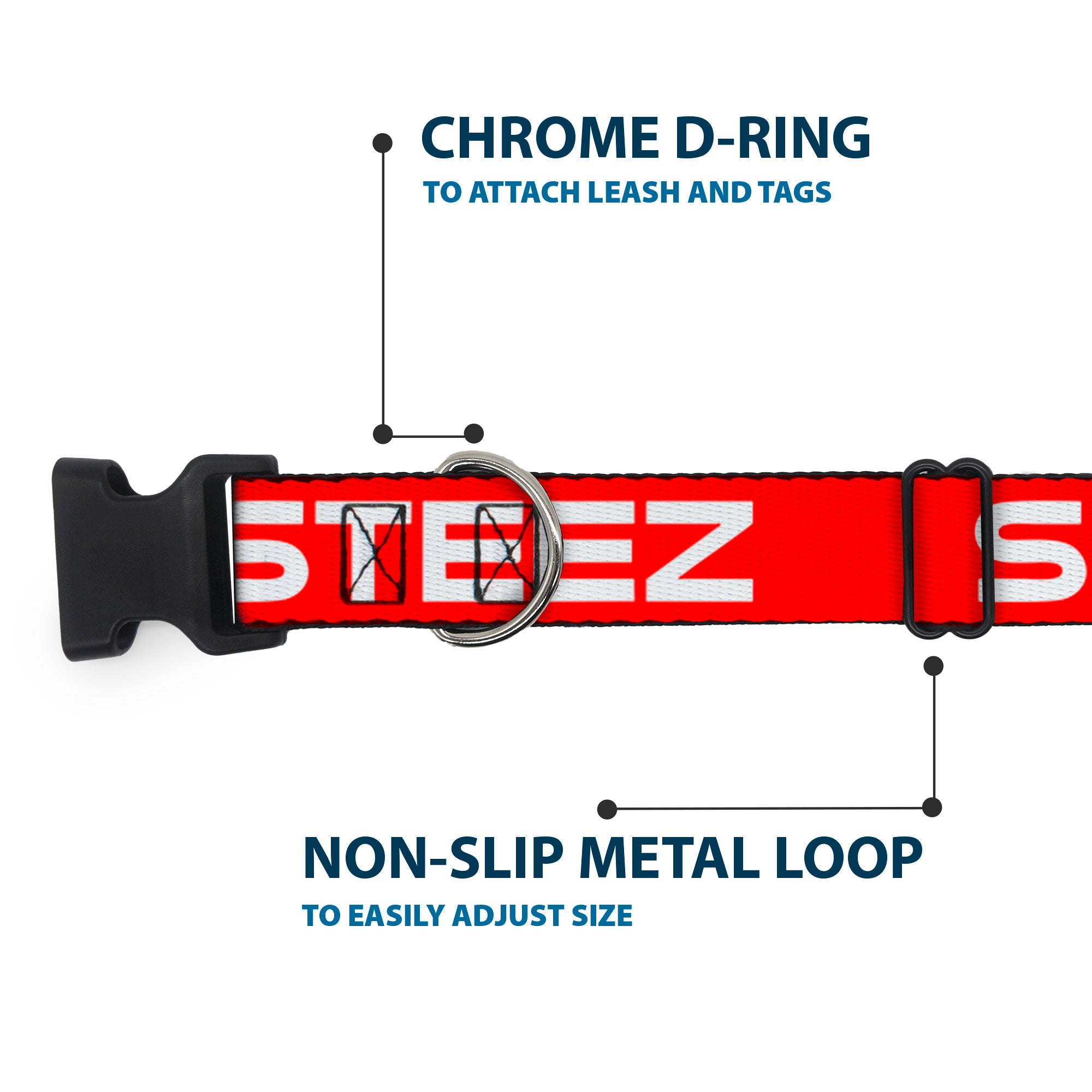 Plastic Clip Collar - STEEZ Flat Red/White Plastic Clip Collars Buckle-Down